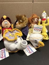 Disney Store Mini Bean Bags Belle Beast Lumiere Cogsworth Mrs Potts Chip