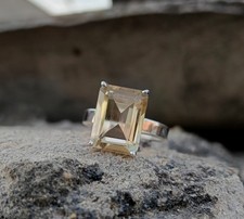 Citrine Gemstone Solitaire Silver Ring Solid 925 Sterling Silver Jewelry