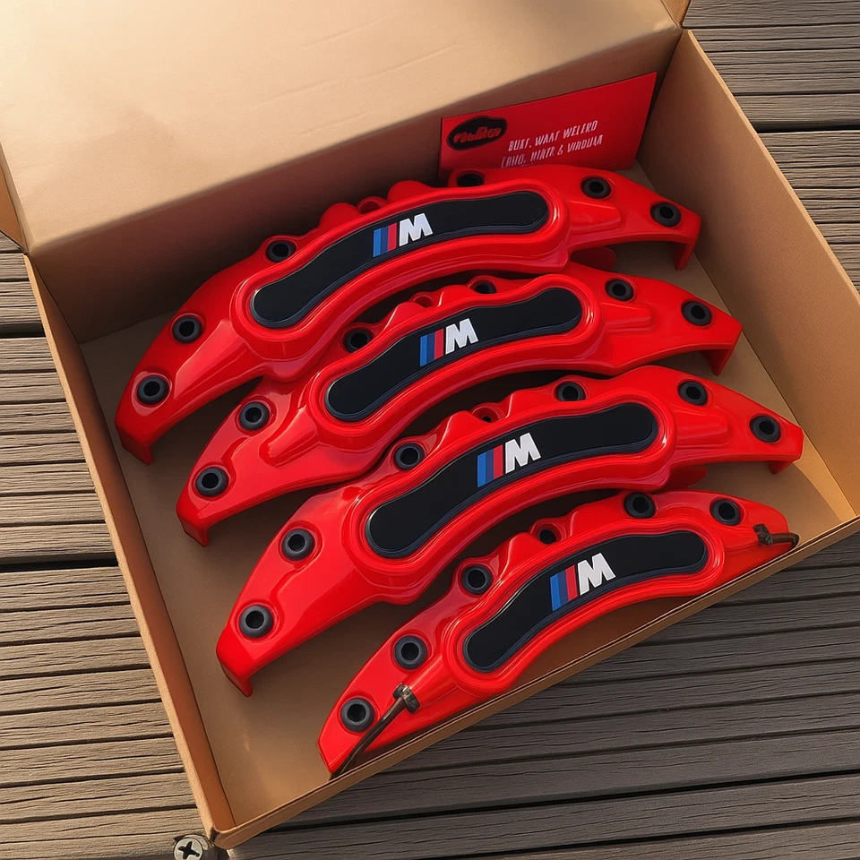 4X Red Brake Caliper Covers 4PCS For BMW 1 2 3 4 5 6 7 Series X1 X3 X5 F G NEW - Image 2 of 4