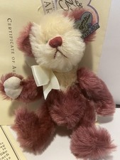 VINTAGE ANNETTE FUNICELLO MINI MOHAIR TEDDY BEAR RASPBERRY FIZZ BEARY LICIOUS
