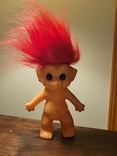 Vintage Russ Troll Doll, Red Hair, Brown Eyes Made In Korea 10"