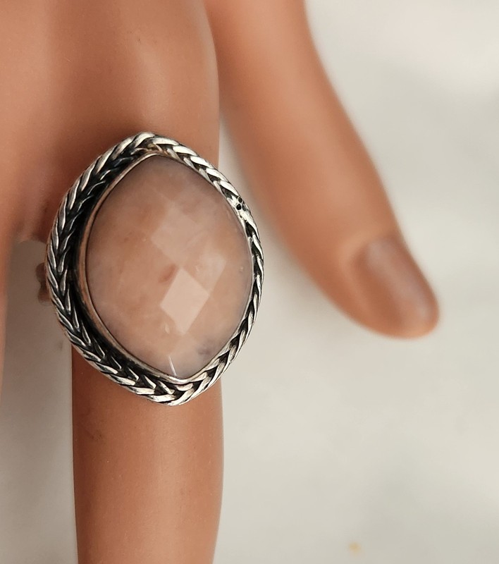 NICKY BUTLER STERLING PINK IOLITE FACETED STONE RING SIGNED S-7.5