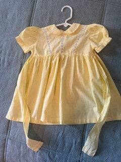 Vintage Antique 1940's Yellow Cotton Baby Dress