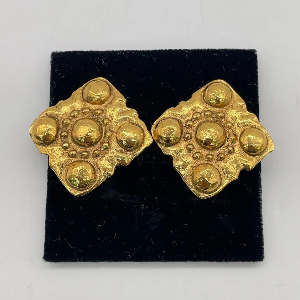 Auténtico juego de 2 pendientes Chanel cuadrados Boko 2_3 y perlas de coco con caja SK110492 - Imagen 3 de 4