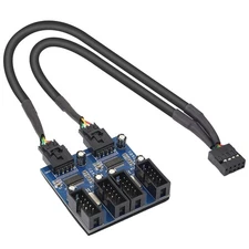 Motherboard USB 9 Pin Header Hub Male 1 to 2/4 Female USB 2.0 Splitter Extens...