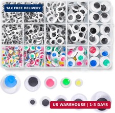 600pcs Black and Multi Colors Wiggle Googly Eyes Self Adhesive, 6mm 8mm 10mm 12m