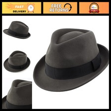 Men's Wool Felt Fedora Hat - Short Brim Winter Hat for Stylish Warmth  Comfort