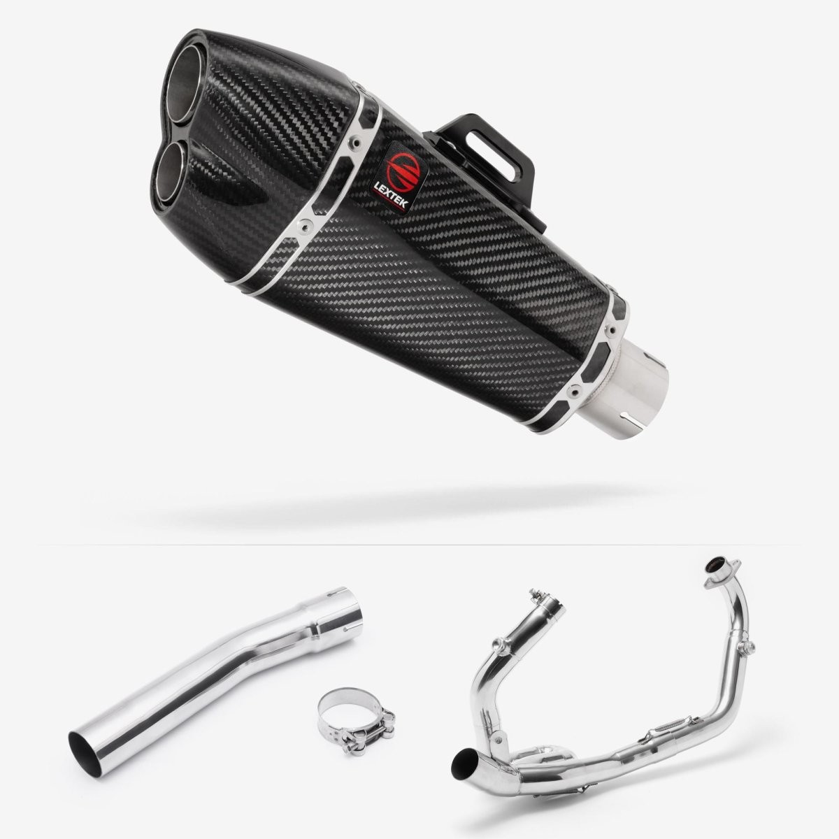 Lextek Carbon Fibre XP13C 210mm Exhaust System for Suzuki SV650 (03-15) Silencer
