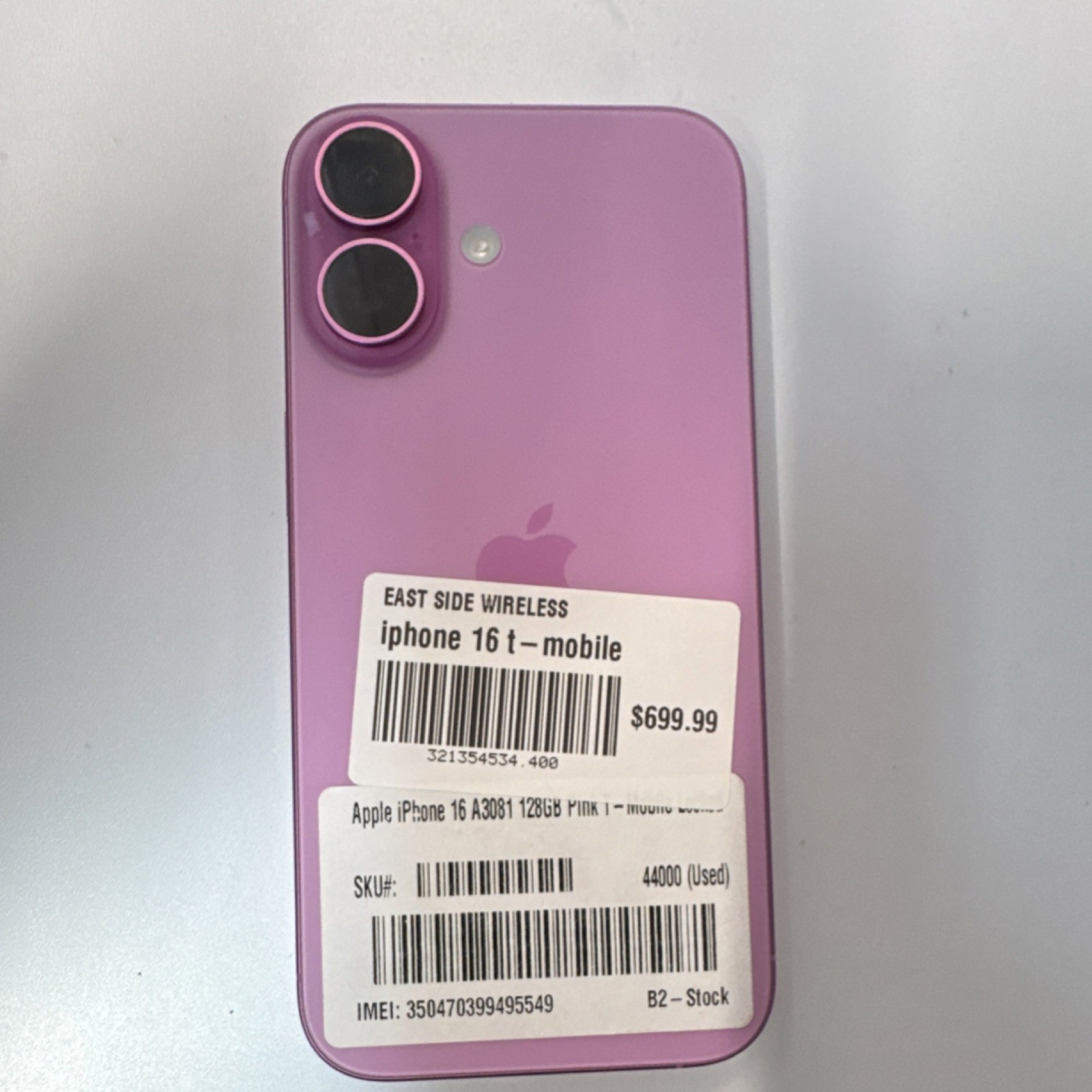 Apple iPhone 16 Pink 128GB T-Mobile MYAR3LL/A Smartphone- excellent condition