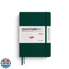 LEUCHTTURM1917 - Daily Planner 2026, Hardcover, Medium (A5), Ruled, Forest Gr
