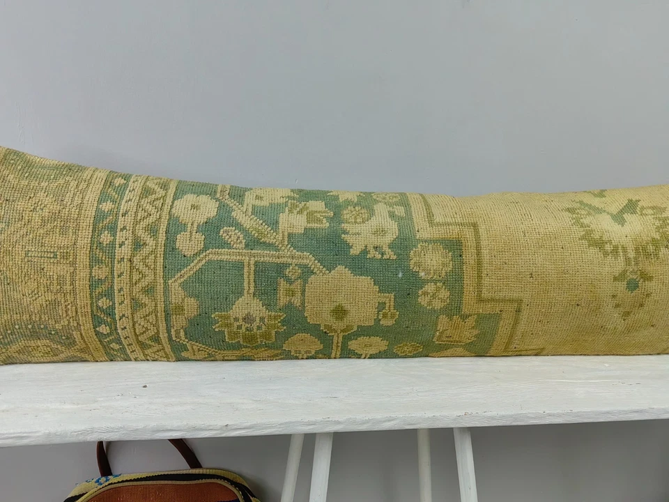 LONG BOLSTER PILLOW TURKISH RUG PILLOW LONG BED PILLOW LONG LUMBAR PILLOW DECOR - Image 3 of 4
