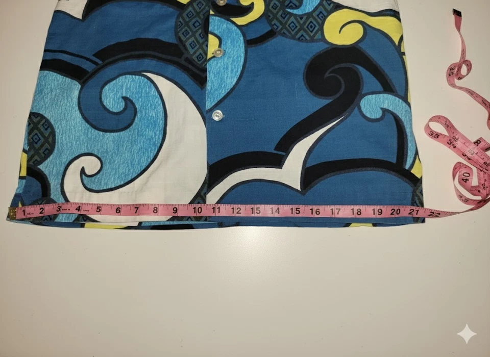 Camisa Hawaiana Vintage Barkcloth Mod MCM Waves Mediana - M-L Foto 2 de 4