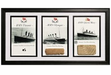 Titanic, Olympic, & Queen Mary Artifacts | Genuine Framed Relics 15x8 | w/ COAs