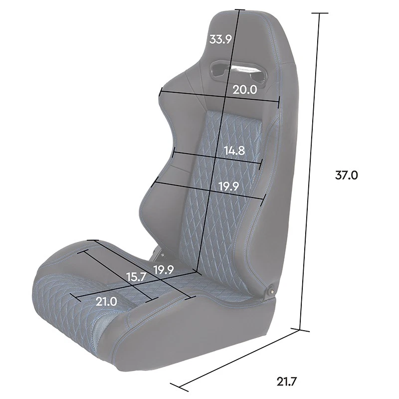2 Pcs Universal Racing Seats with Sliders Reclinable Bucket Seats for Subaru - Image 2 of 4