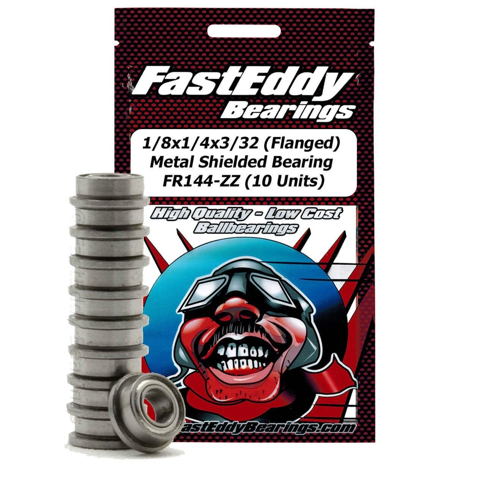 1/8x1/4x3/32 Flanged Metal Shielded Bearing FR144-ZZ 10 Units - Image 1 of 1