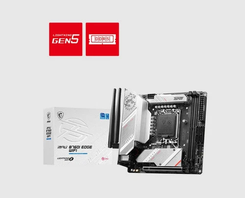 MSI MPG B760I EDGE WIFI Motherboard, 2x DDR5~128GB, 1x PCI-E x16, 2x M.2, 4x