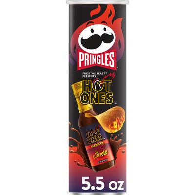 Pringles Hot Ones Barbacoa Potato Crisps Chips, Spicy Snacks, 5.5 oz (5 pack)