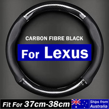 For Lexus Sport Carbon Fiber Black Car Steering Wheel Cover w/ Rubber Inner Ring