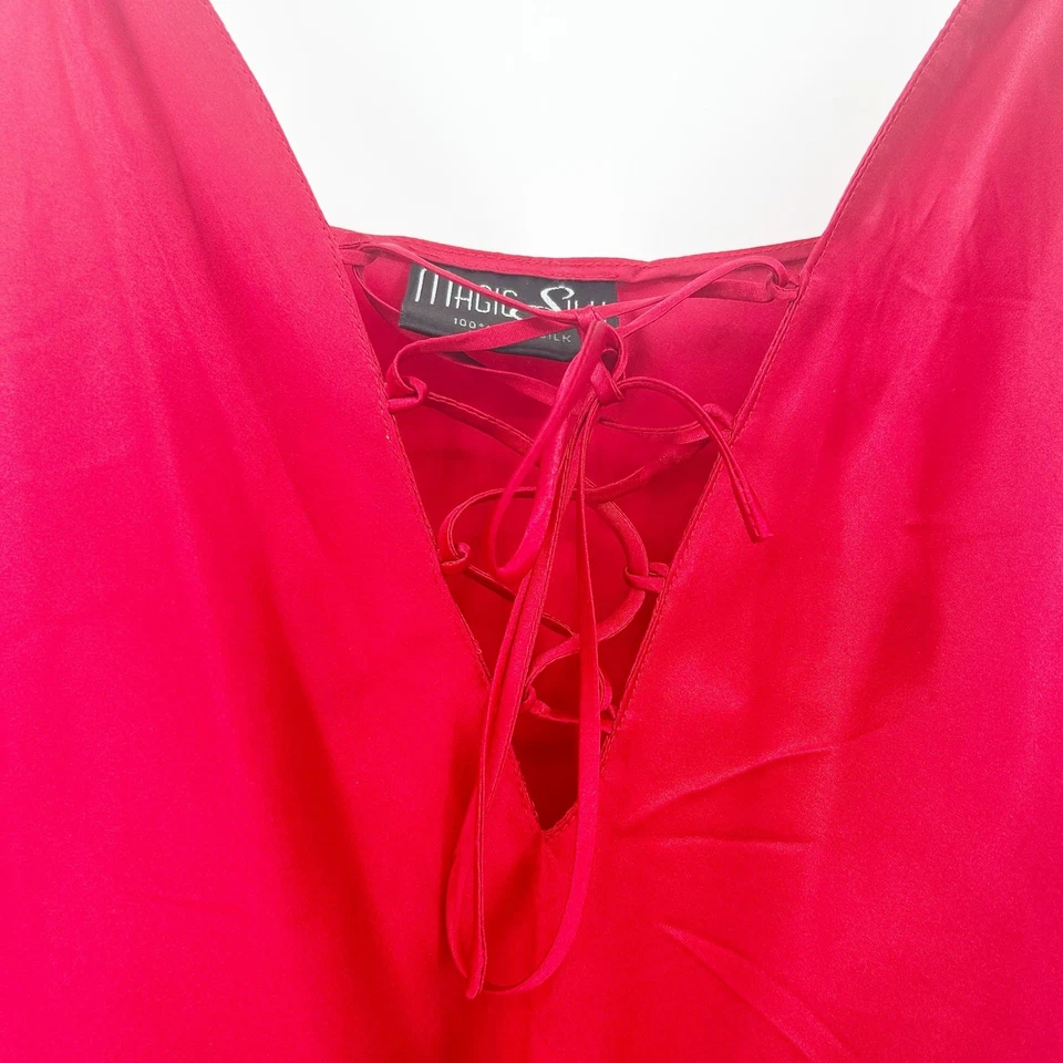 Vestido Babydoll Magic Silk Feminino Y2K Coquette 100% Seda com Cadarço Cami Mini Slip M - Imagem 2 de 4