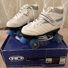Roller Derby Laser 7.9 Speed Skates White Blue Mens Size 6 / Womens 7 NIB New