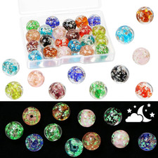 22 Pcs Assorted Glow in the Dark Beads, 12Mm Luminous Crackle Glass Beads Europe