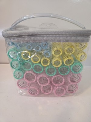 35 Vintage Brush Hair Rollers Set Multi Size Pink Blue Yellow Blue 