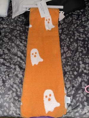 Oversized Orange Ghost Pattern Halloween Throw Blanket 50 x 70 in