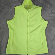 Antigua Womens Large Golf Vest Neon Yellow Full Zip Athletic Performance