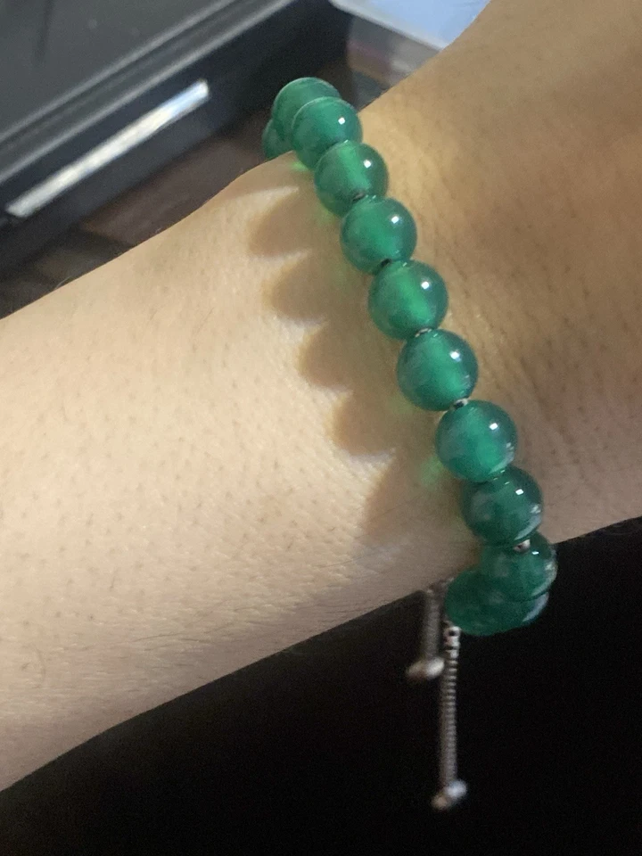 David Yurman  925 Sterling Silver GREEN Onyx Beaded  Bracelet - Изображение 3 из 4