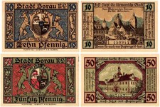 Sorau - Zary 10-50 Pfennig 2 Pieces Notgeld Set, 1921, Mehl #1247, UNC