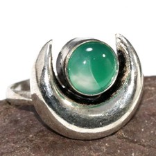 925 Silver Plated Moon Green Onyx Ring US 8 Elegant Gift Most Beautiful AU i417