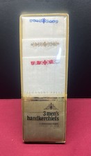 NIB Vintage Men's White Handkerchiefs Embroidered Symbol Set of 3