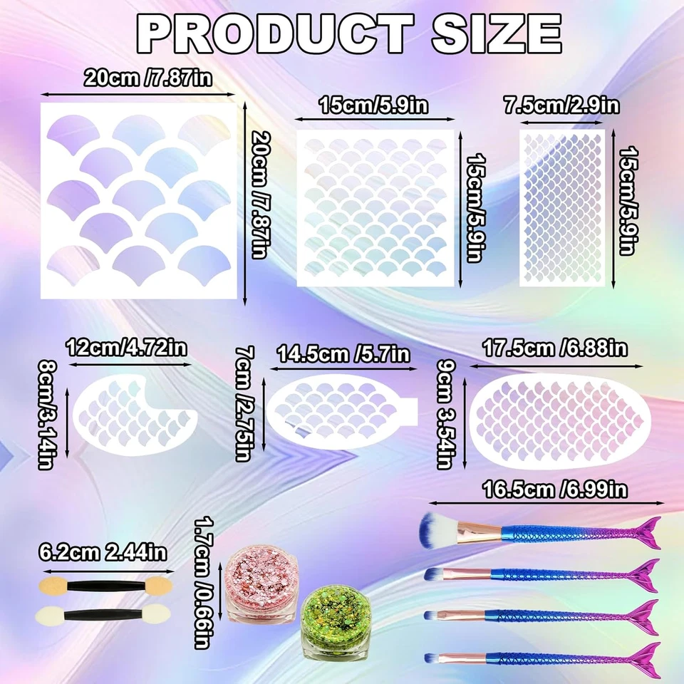 Meerjungfrau-Mustervorlage Make-up-Pinsel Glitzer Zubehör Frauen Bühne - Bild 2 von 4