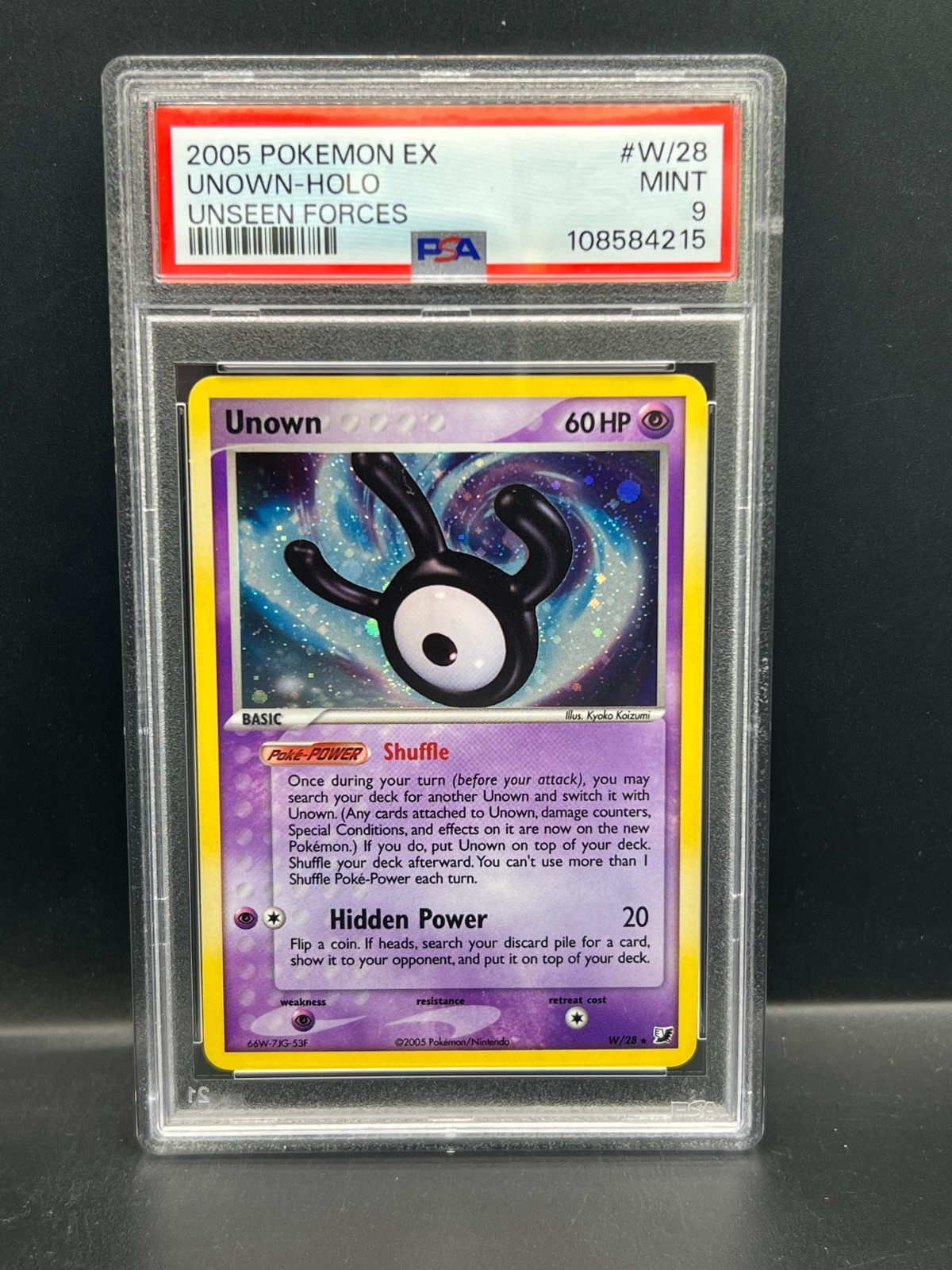 Pokemon PSA 9 MINT Unown W/28 EX Unseen Forces Holofoil Rare 2005 S#4215