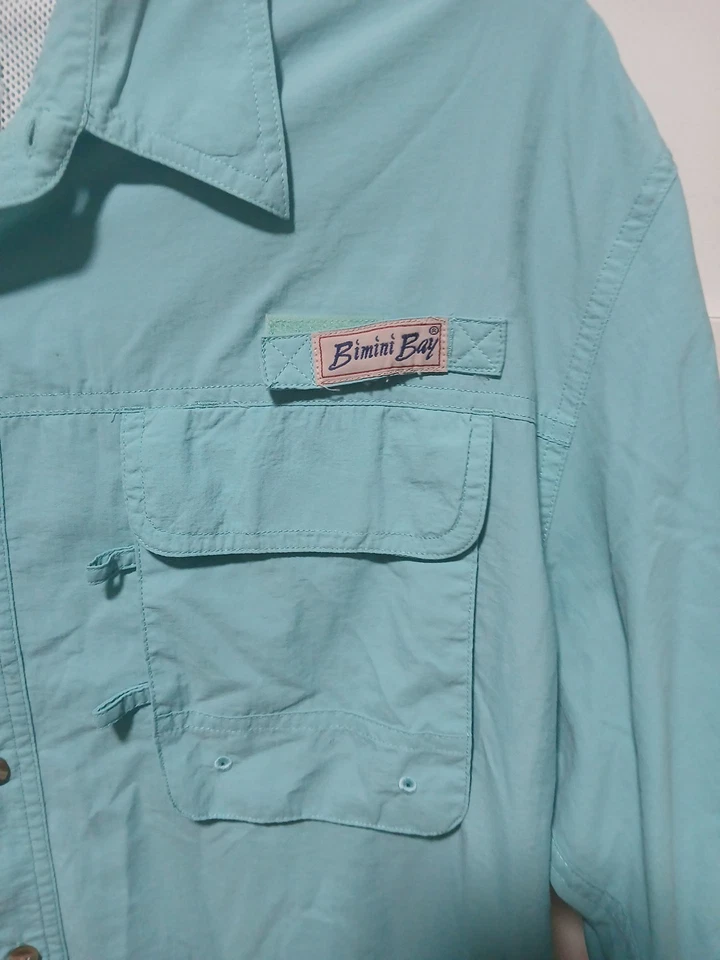 Bimini Bay Outfitters Shirt Mens XL Fishing Outdoor Vented Pockets Green  - Image 3 of 4