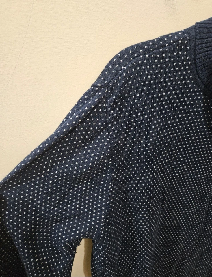Suéter LL Bean Azul Marino Blanco Algodón Cachemira Cuello Alto Ciervo Vacaciones Invierno XL Foto 3 de 4