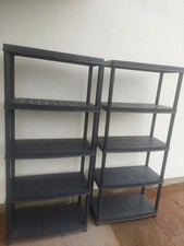 2x Heavy Duty GARAGE SHELVES. 5-tier. Screwfix. Black Plastic. Used. Good Condtn