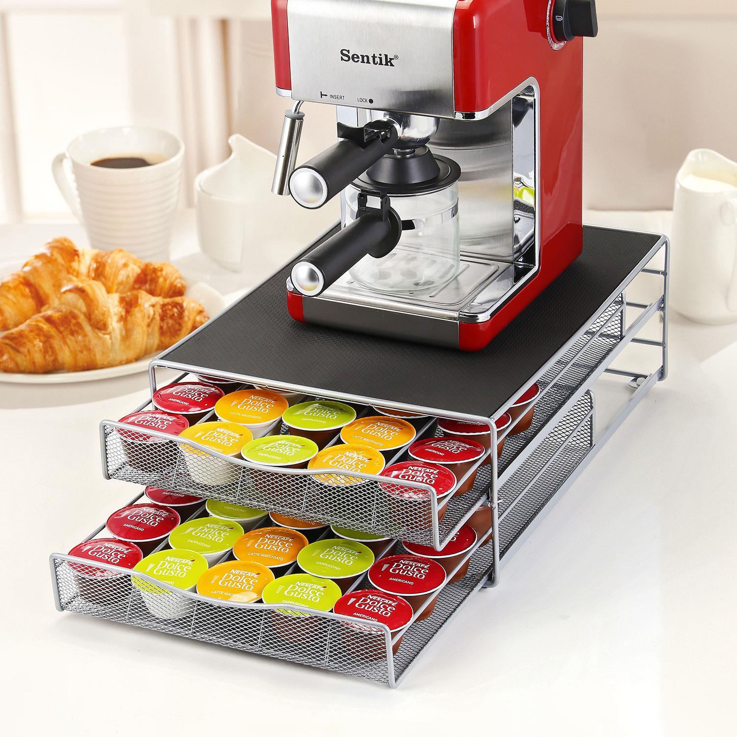 2 Tier Coffee Machine Stand & 72 Capsule Pod Storage Holder Drawer - Image 5
