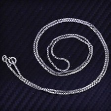 24 1mm, vintage Italy sterling silver 925 box chain necklace