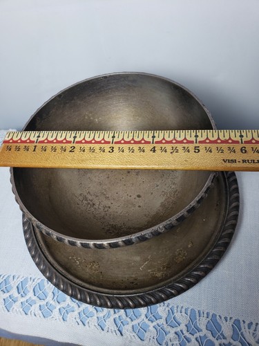 Vintage Burche Silverplate Bowl Attached Underplate with Beautiful Old Patina - Picture 7 of 10