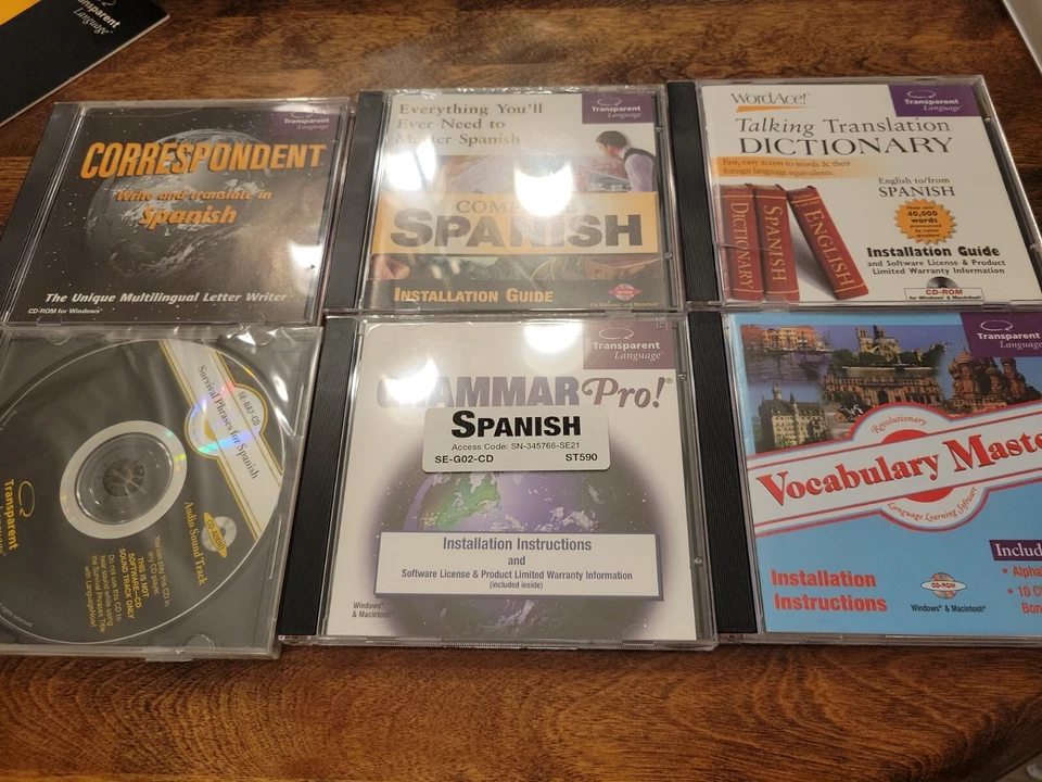 SUITE COMPLETA DE APRENDIZAJE DE ESPAÑOL Windows 95 98 Vintage Caja Grande CIB Con Micrófono Foto 3 de 4