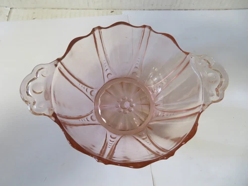 Anchor Hocking Glass OYSTER AND PEARL Pink Two-Handled Deep Bowl