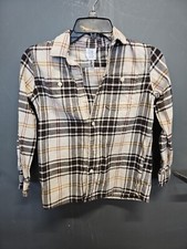 Boys Gap Kids Beige Black And Red Flannel Shirt Sz M