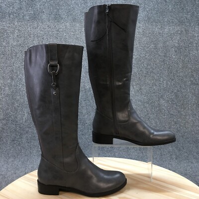 Life Stride Boots Womens Wide Sikora Tall Riding Gray Faux Leather  Knee-High