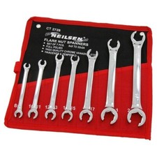 Flare Nut Spanners 6pc Set 6-24mm Open Ended Wrenches Air Gas Brake Pipes + Roll