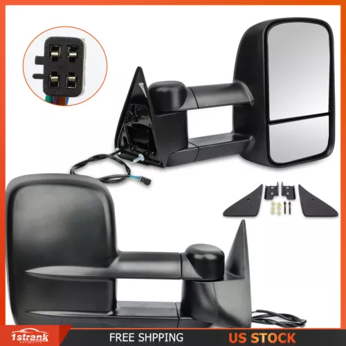 Pair Tow Mirrors For 1988-1998 Chevy GMC C/K 1500-3500 Power Towing Side Mirror