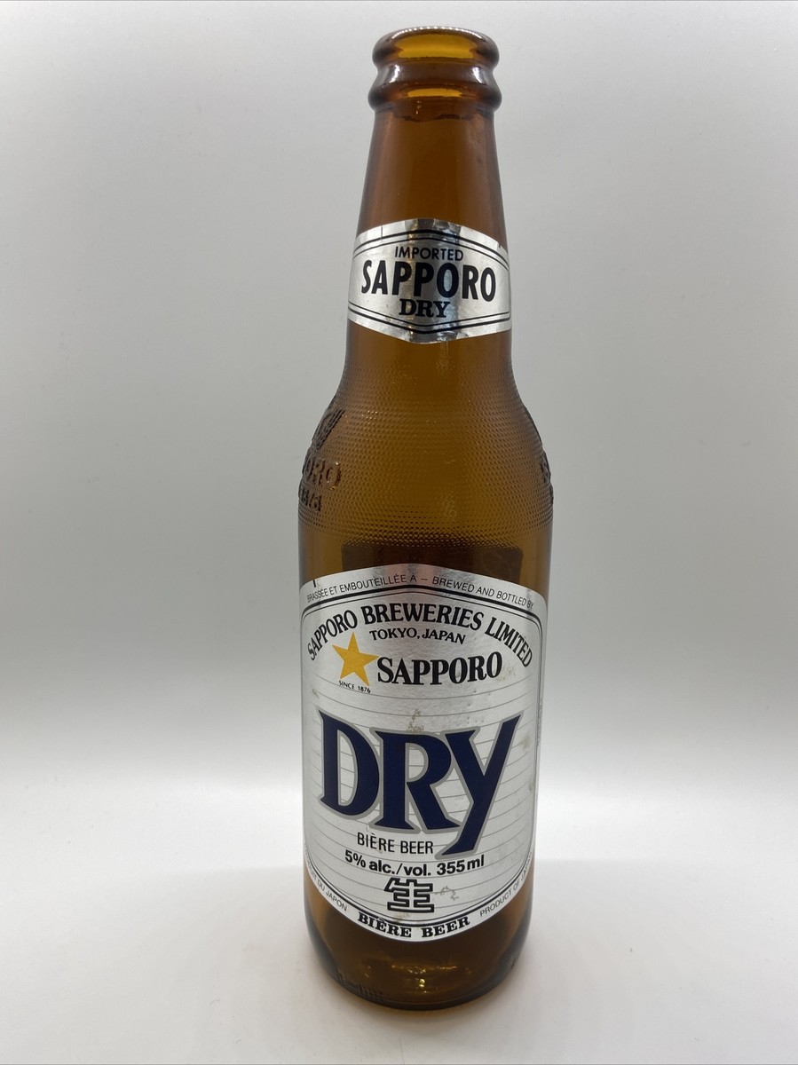 Sapporo Dry Imported to Canada Japan Draft Beer Glass Bottle 355