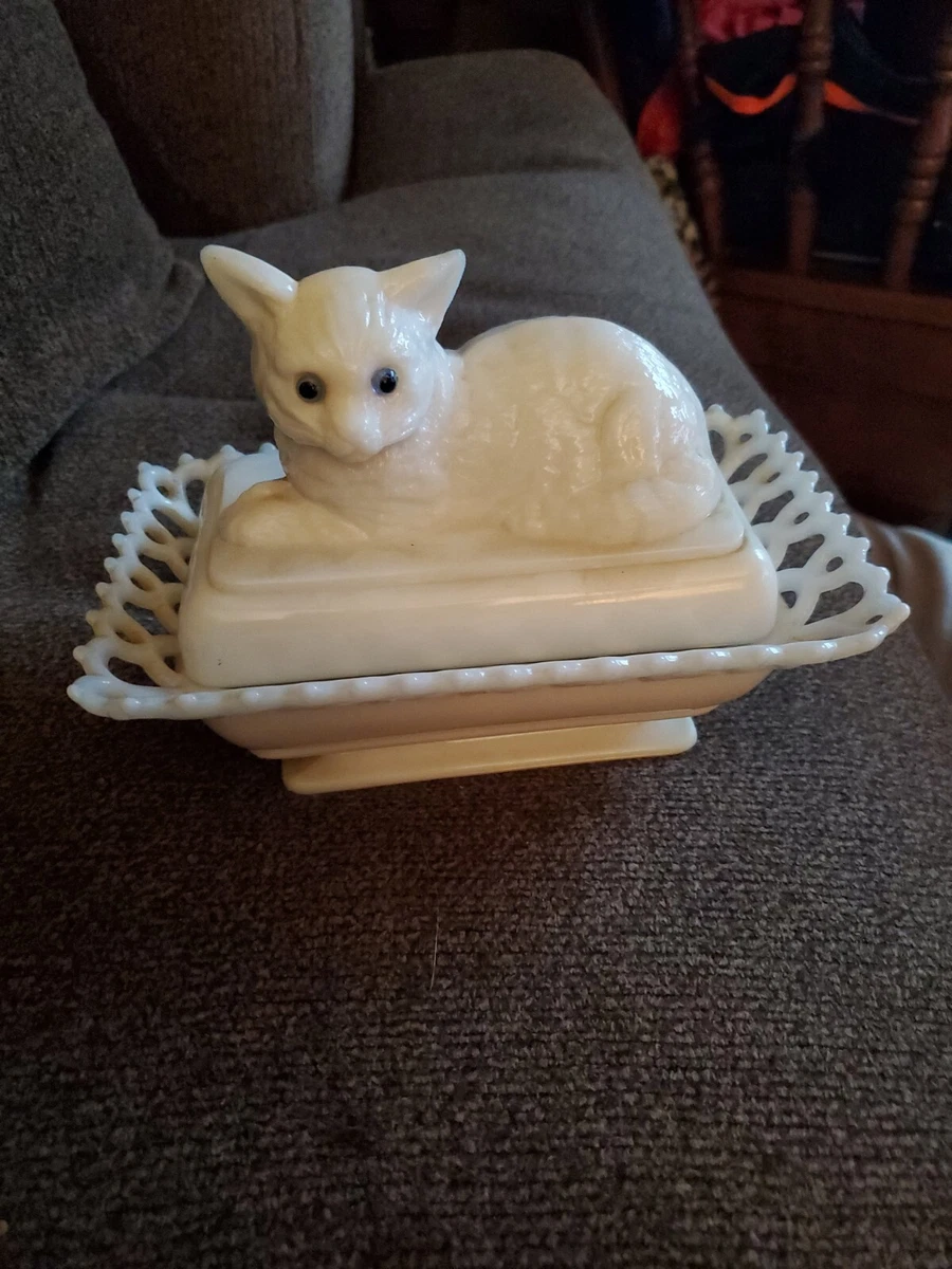 Glass cat cheap dish