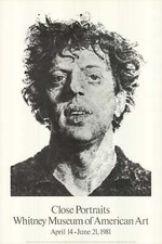 Image of CHUCK CLOSE Large Phil Fingerprint 38.5" x 26" Poster 1981 Realism Black & White