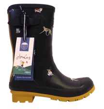 New NIB Joules Black Dog Corgi Dalmation Greyhound ETC Molly Welly Rain Boot